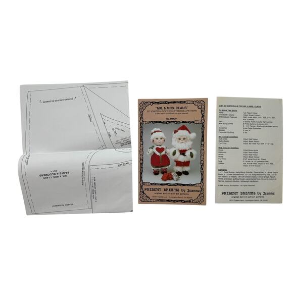 Vintage Mr and Mrs Claus 20” Jointed Soft Sculpted Doll Pattern PRESENT DREAMS - Picture 3 of 3